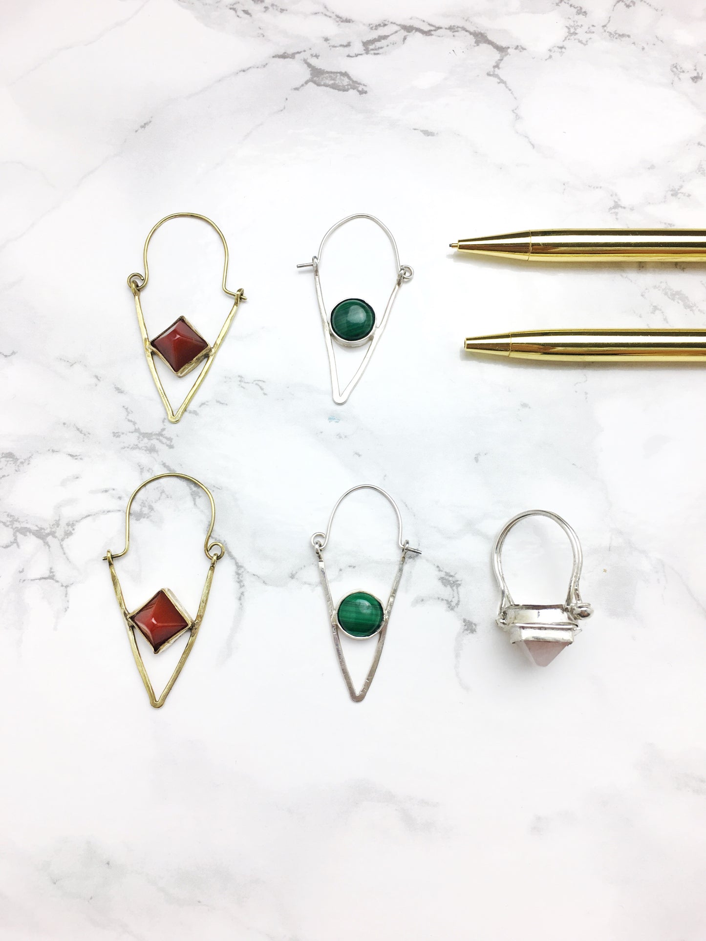 Malachite Triangle Earrings - Luni