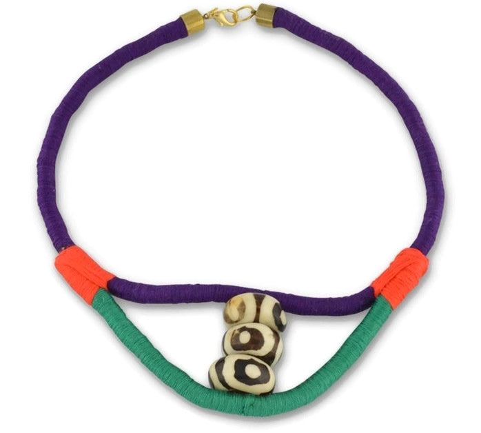 Batik Bone Color Rope Necklace - Luni