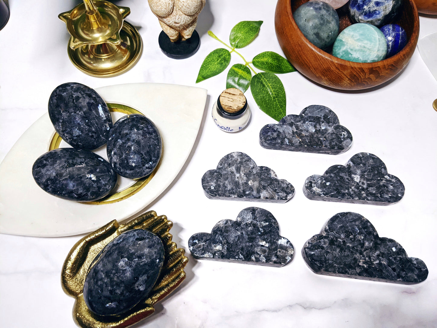 Larvikite Palm Stone