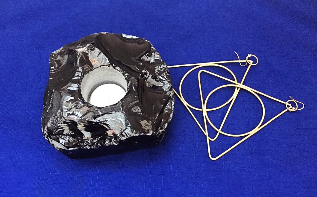 Obsidian Tea Light Candle Holder - Luni