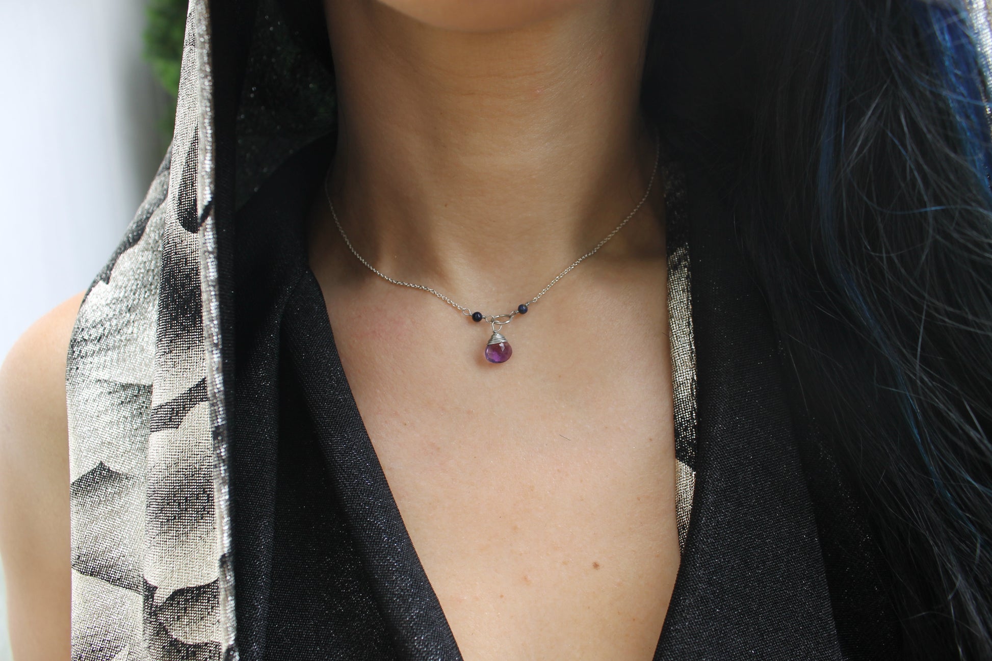 Amethyst Clavicle Necklace - Luni