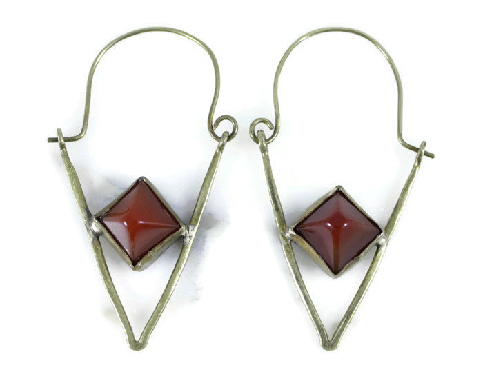 Carnelian Triangle Earrings - Luni