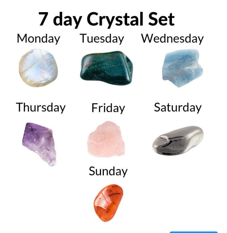 Crescent Moon Tray and 7 day Crystal Set